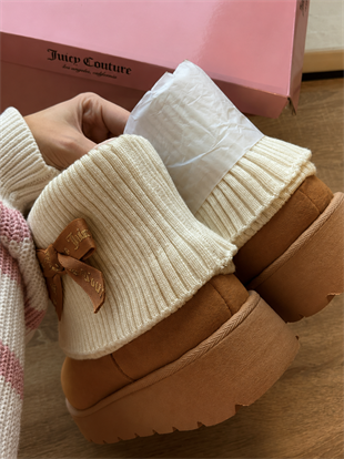Ribbon Couture Kahverengi Peluş Dokulu Bot