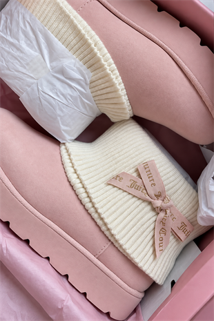 Ribbon Couture Pembe Peluş Dokulu Bot