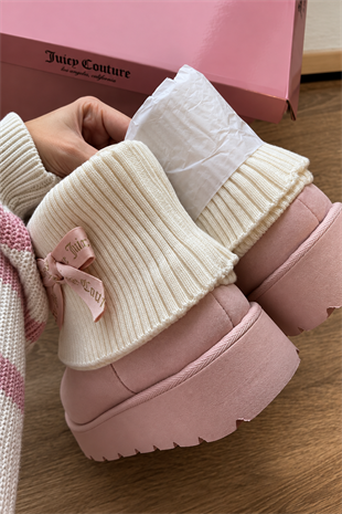 Ribbon Couture Pembe Peluş Dokulu Bot