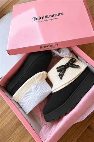 Ribbon Couture Siyah Peluş Dokulu Bot