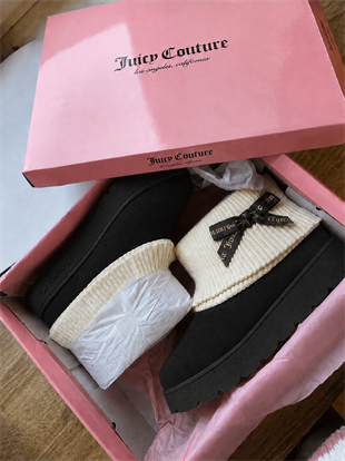 Ribbon Couture Siyah Peluş Dokulu Bot