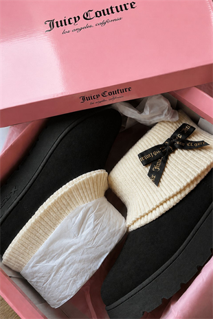 Ribbon Couture Siyah Peluş Dokulu Bot