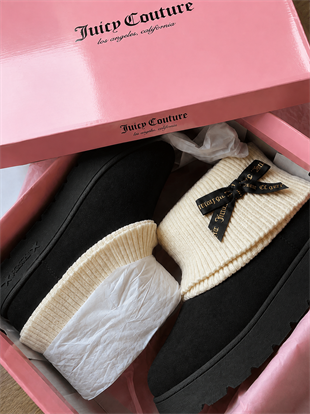 Ribbon Couture Siyah Peluş Dokulu Bot