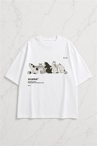 Rubbing Bath Cats Beyaz (Unisex) T-Shirt