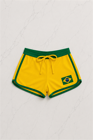 Sarı Brasil Detail Askılı Crop - Şort Takım