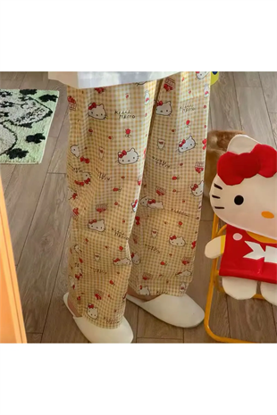 Sarı Hello Kitty Detail Unisex Pijama