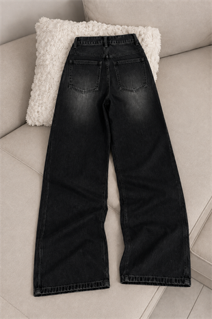 Siyah Angel Baby Parlak Taşlı Baggy Pantolon