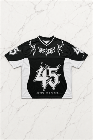 Siyah Anime Berserk Guts 45 Number V Yaka Unisex Forma