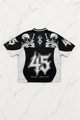 Siyah Anime Berserk Guts 45 Number V Yaka Unisex Forma