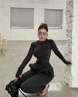 Siyah Basic Bodysuit
