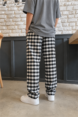 Siyah - Beyaz Unisex Baggy Eşofman Altı