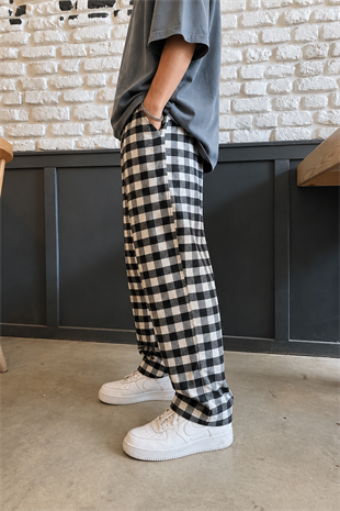 Siyah - Beyaz Unisex Baggy Eşofman Altı