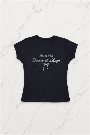 Siyah Blessed With Beauty & Rage Kısa Kollu Crop