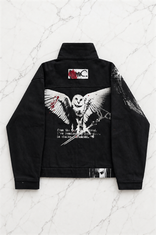 Siyah Deftones Entombed Kancalı Gabardin Grunge Gotik Y2K Unisex Ceket