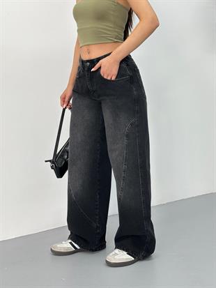 Siyah Eskitme Recy Baggy Jean