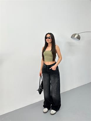 Siyah Eskitme Recy Baggy Jean
