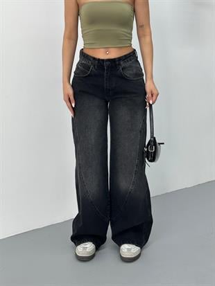 Siyah Eskitme Recy Baggy Jean