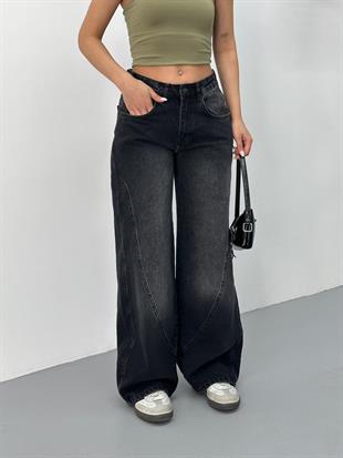 Siyah Eskitme Recy Baggy Jean