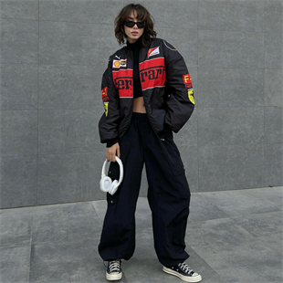 Siyah F1 Ferrari Racing Retro Unisex Bomber Ceket