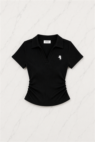 Siyah Fit Polo Yaka Şort Takım