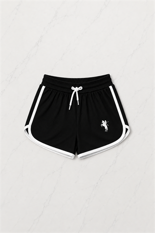 Siyah Fit Polo Yaka Şort Takım