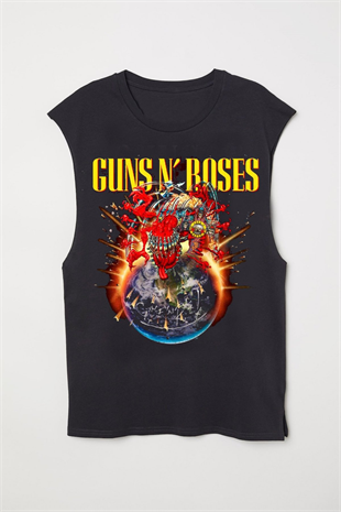 Siyah Guns N Roses European And Middle East Tour 2025 Kolsuz Unisex T-shirt