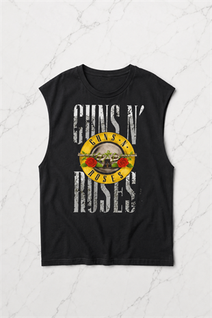 Siyah Guns N Roses Group Kolsuz Unisex T-shirt