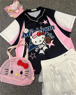 Siyah Hello Kitty Detail Jersey Forma