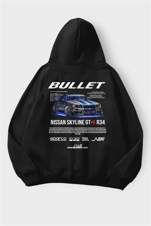  Kapüşonlu Hızlı Ve Öfkeli Bullet Sırt Baskılı Sweatshirt