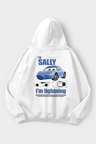 Siyah Kapüşonlu MCQUENN Car Detail Sırt Baskılı Sweatshirt