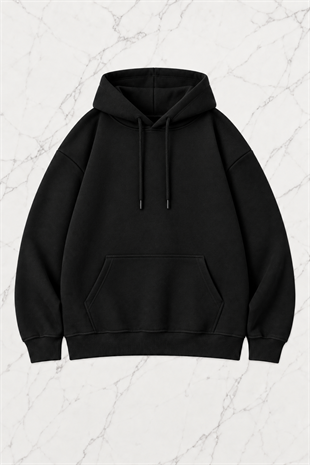 Siyah Melek Parıltılı Taş Detaylı Oversize Sweatshirt