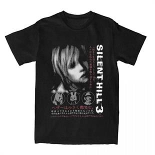 Siyah Sılent Hıll Baskılı Unisex Oversize T-shirt