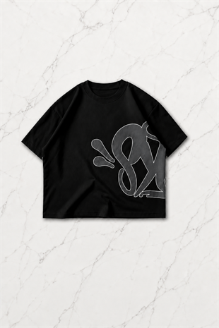 Siyah Street Graffiti Beyaz Unisex T-shirt & Şort Takım