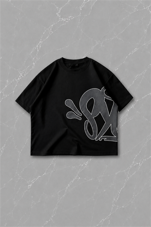 Siyah Street Graffiti Beyaz Unisex T-shirt & Şort Takım