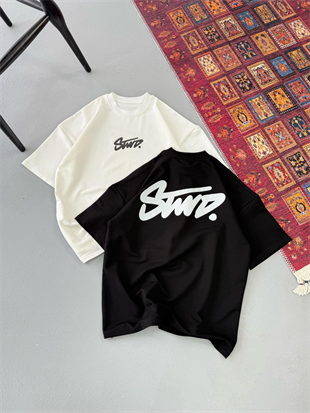 Siyah Swd Sırt Baskılı Oversize Kısa Kol Tshirt