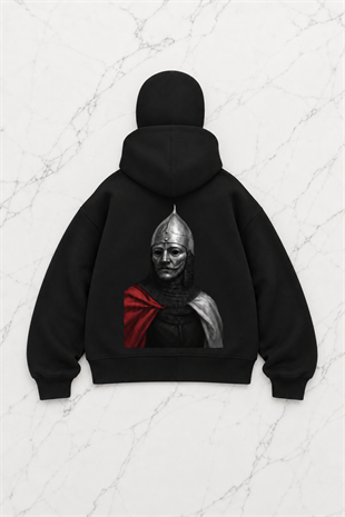 Siyah Unisex Kar Maskeli Empirates King Baskılı Oversize Hırka