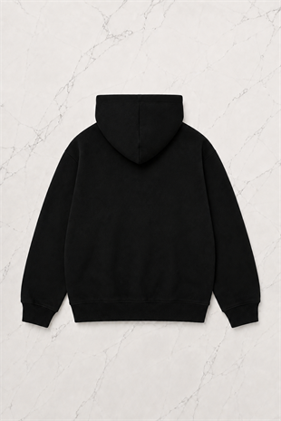 Siyah Unisex Oversize Mavi Sequence Parıltılı Taş Baskılı Sweatshirt
