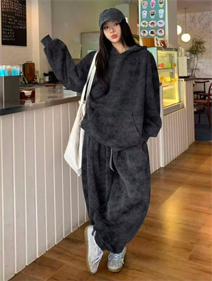 Siyah Washed Yıkamalı 3 İplik Eşofman Takımı