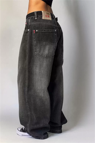Siyah Yıkamalı Harajuku Baggy Y2K Pantolon
