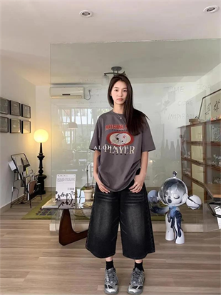 Siyah Yıkamalı Kumaş Y2K Unisex Baggy Oversize Kalıp Kot Pantolon Şort