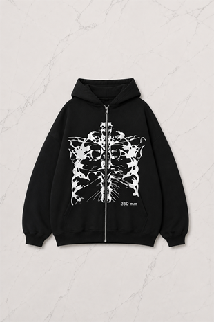 Skeleton Detail Oversize Unisex Sweatshirt