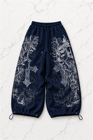 Skull Head Detaylı Baggy Unisex Eşofman Altı