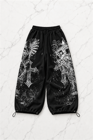 Skull Head Detaylı Baggy Unisex Eşofman Altı