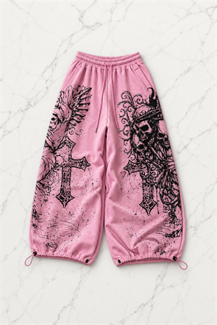 Skull Head Detaylı Baggy Unisex Eşofman Altı