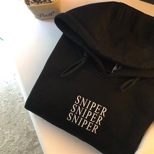 Sniper & Wifey Beyaz Siyah Oversize Sweatshirt 3 İplik 