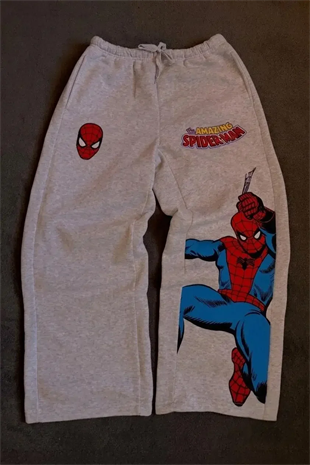Spider-Man Baskılı Gri Eşofman Altı