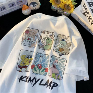 Sponge Bob Karikatür Detaylı Oversize Unisex T-shirt