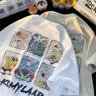 Sponge Bob Karikatür Detaylı Oversize Unisex T-shirt