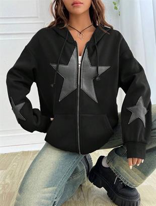 Star Detail Şardonlu Oversize Unisex Hırka