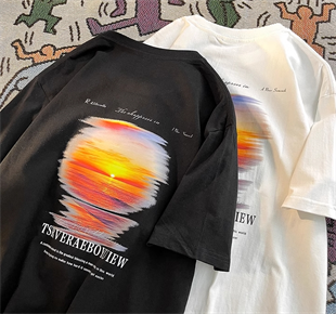 Sun Of Aesthetic Detaylı Oversize Unisex Siyah T-shirt